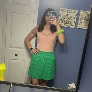 J.Crew green paperback elastic waist mini linen skirt 6